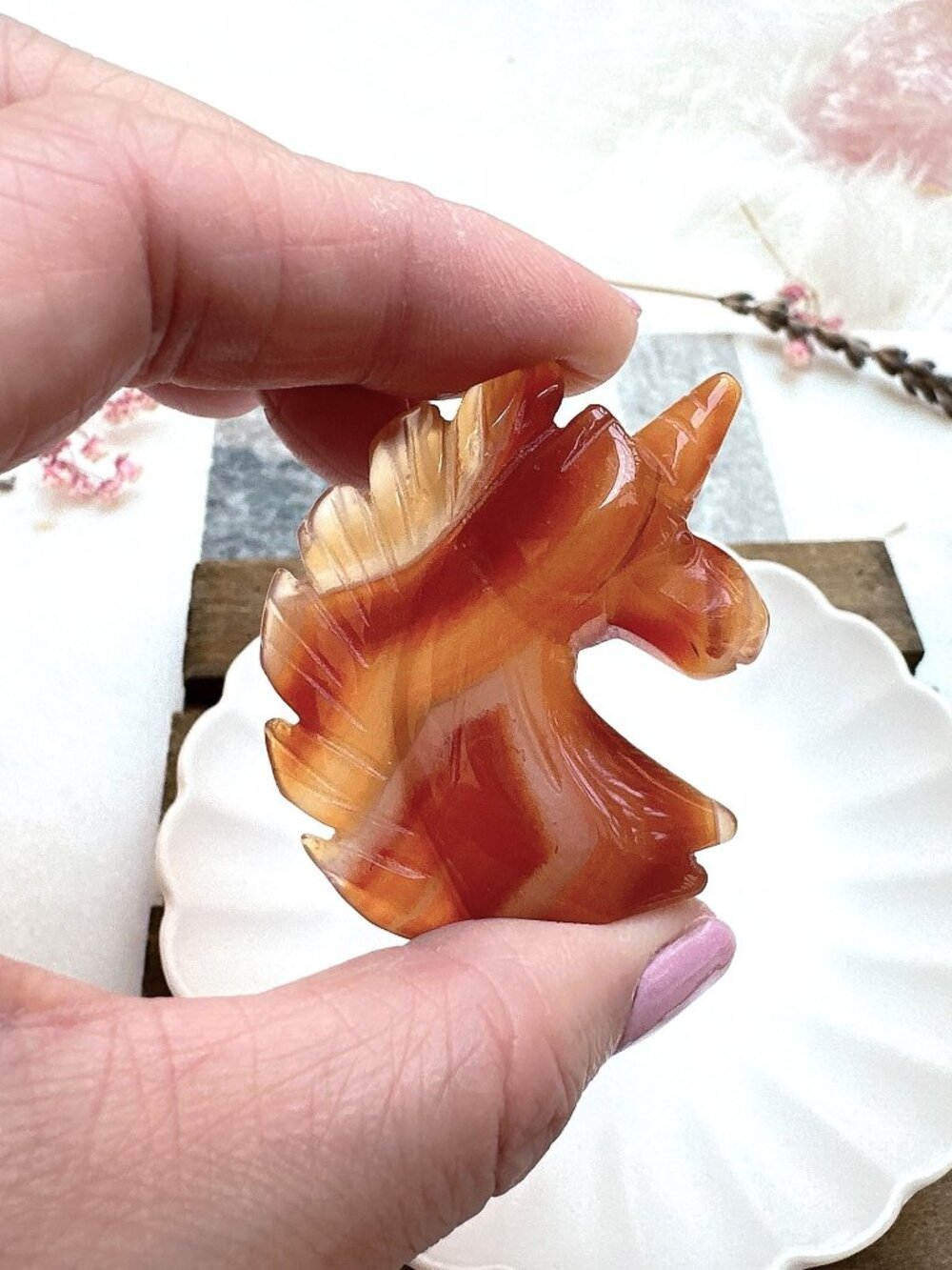 Gorgeous Small Carnelian Unicorn Carving